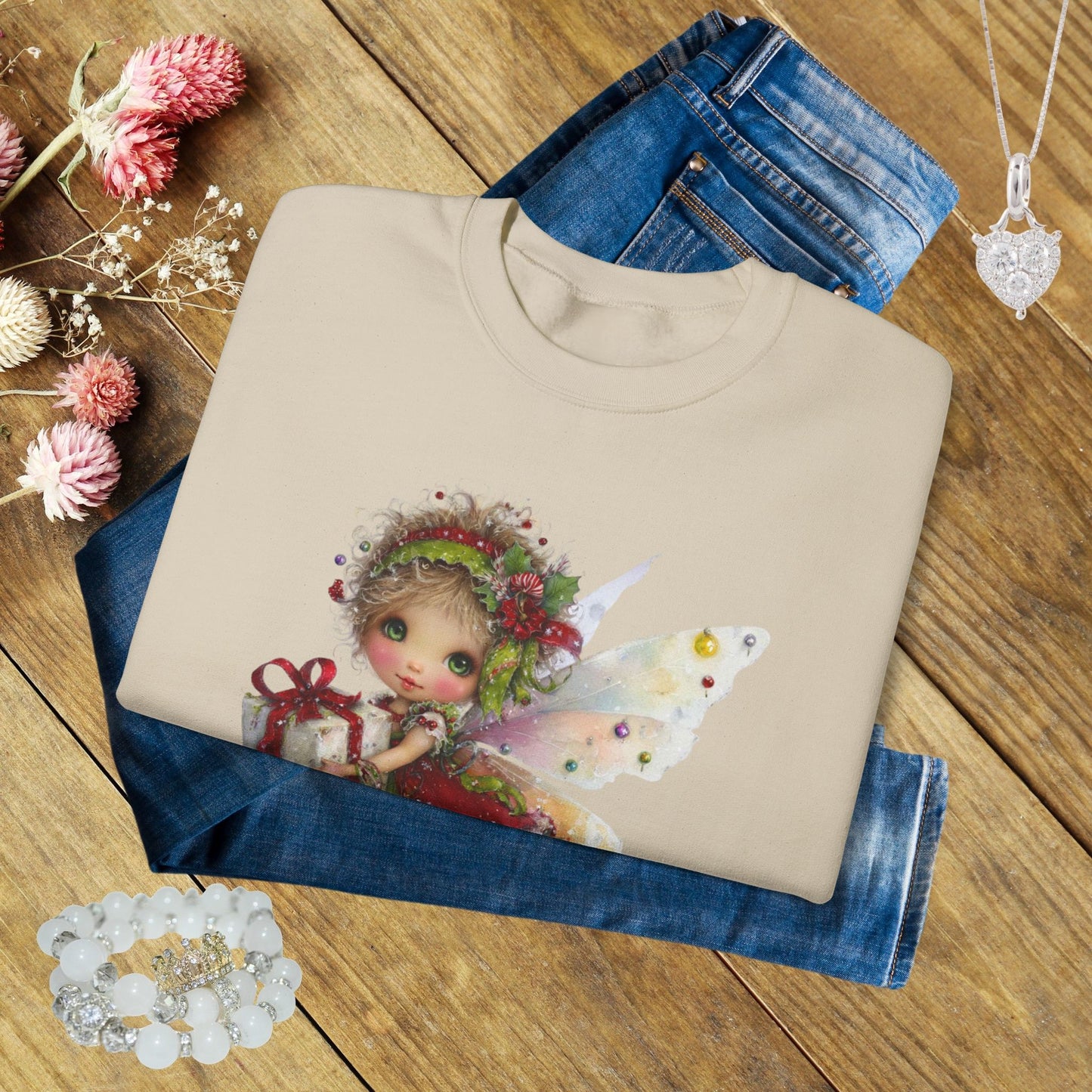 Christmas Fairy Sweatshirt – Whimsical Fairycore Holiday Pullover for Cozy Winter Days