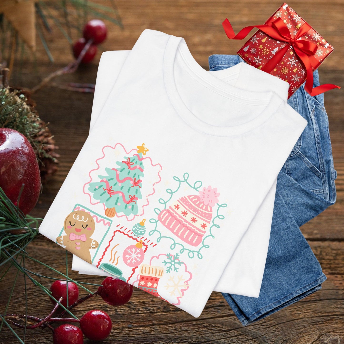 'Tis the Season Christmas Tee — Cute Holiday Icons (Tree, Gingerbread, Stocking)