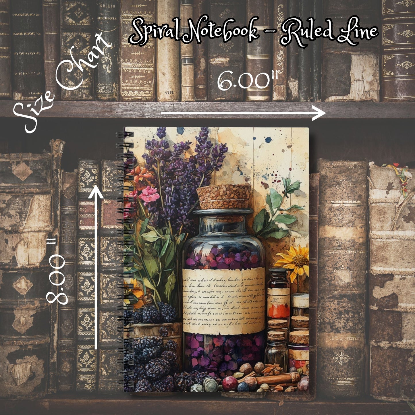 Romantic Apothecary Design - Ruled Line Spiral Notebook
