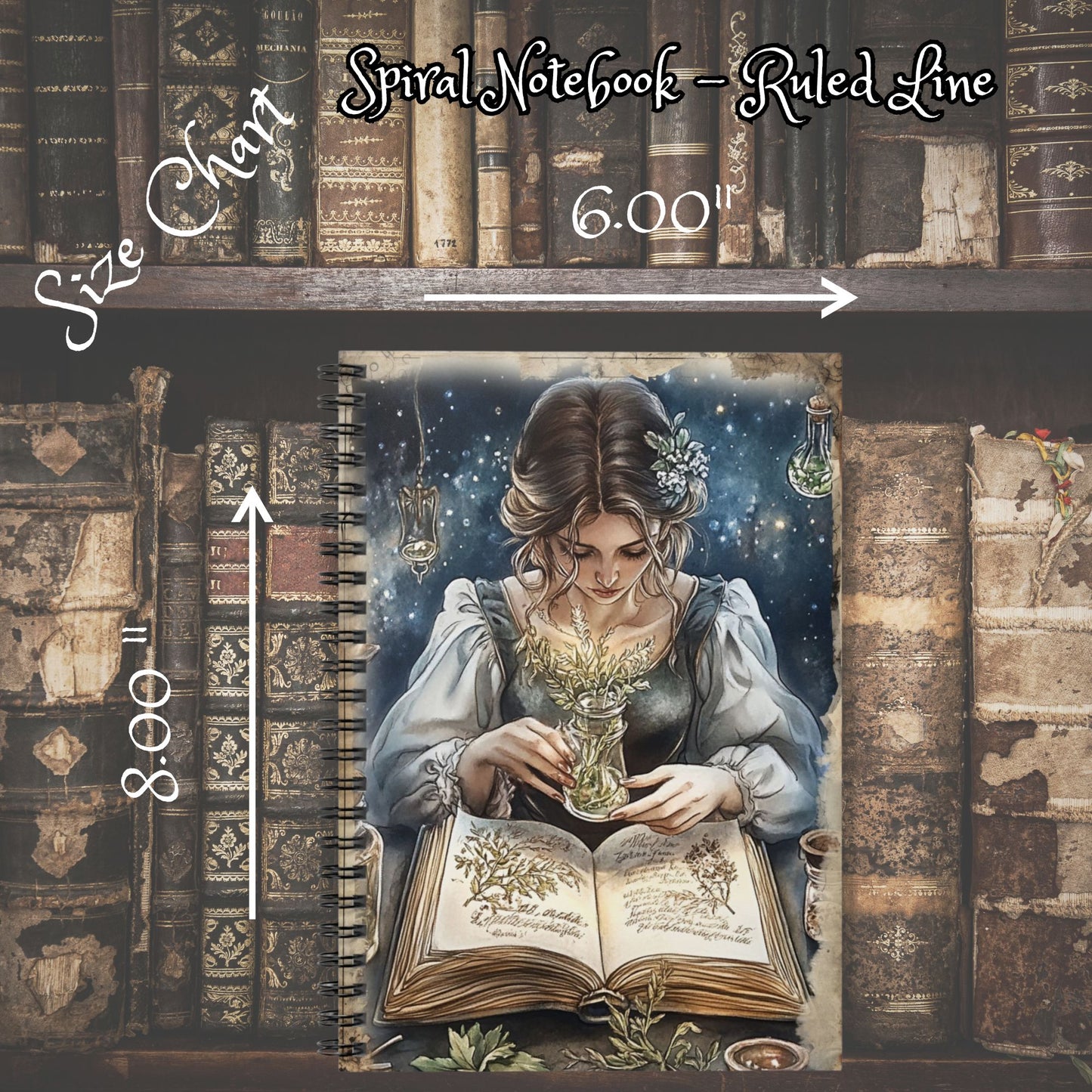 Romantic Apothecary Design - Ruled Line Spiral Notebook