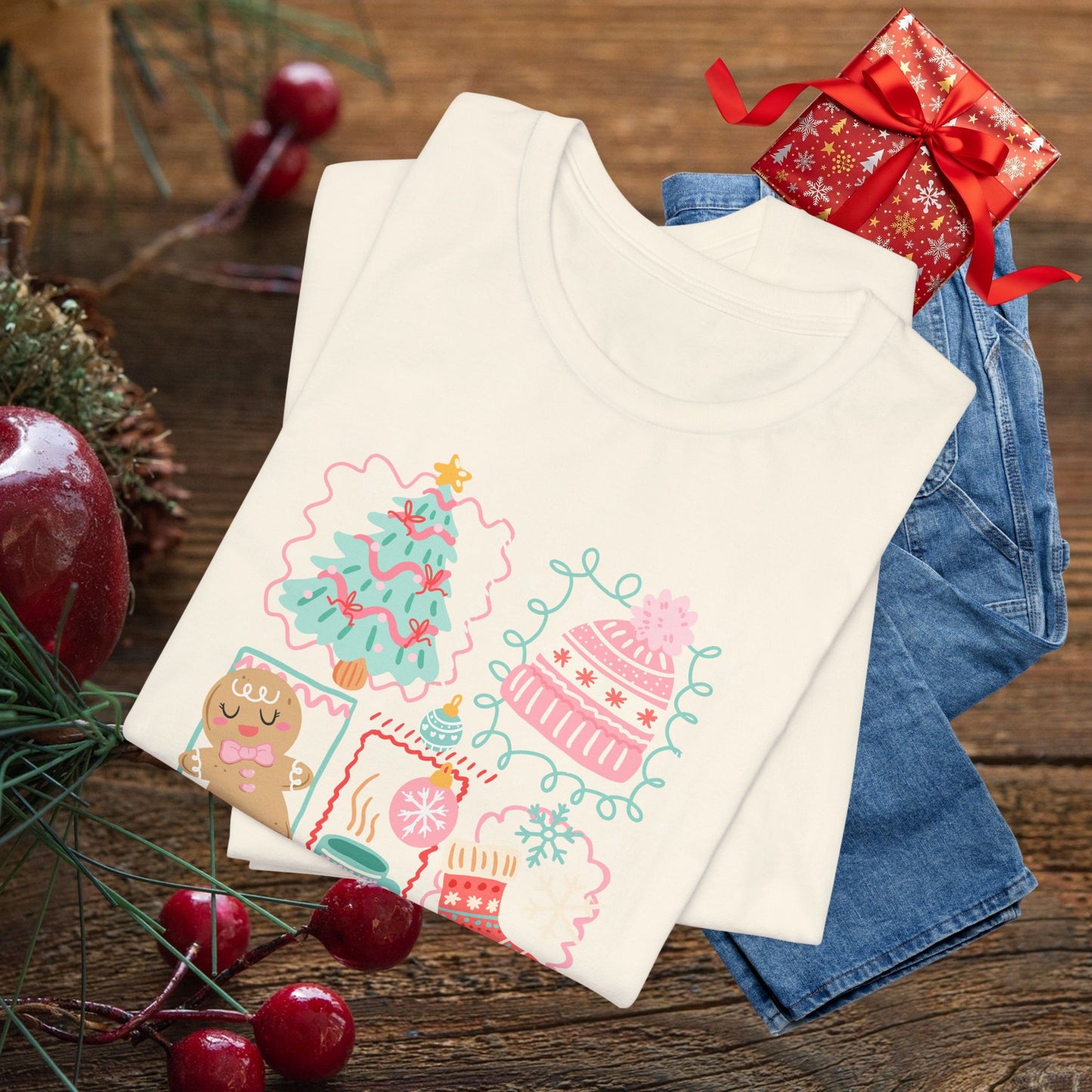 'Tis the Season Christmas Tee — Cute Holiday Icons (Tree, Gingerbread, Stocking)