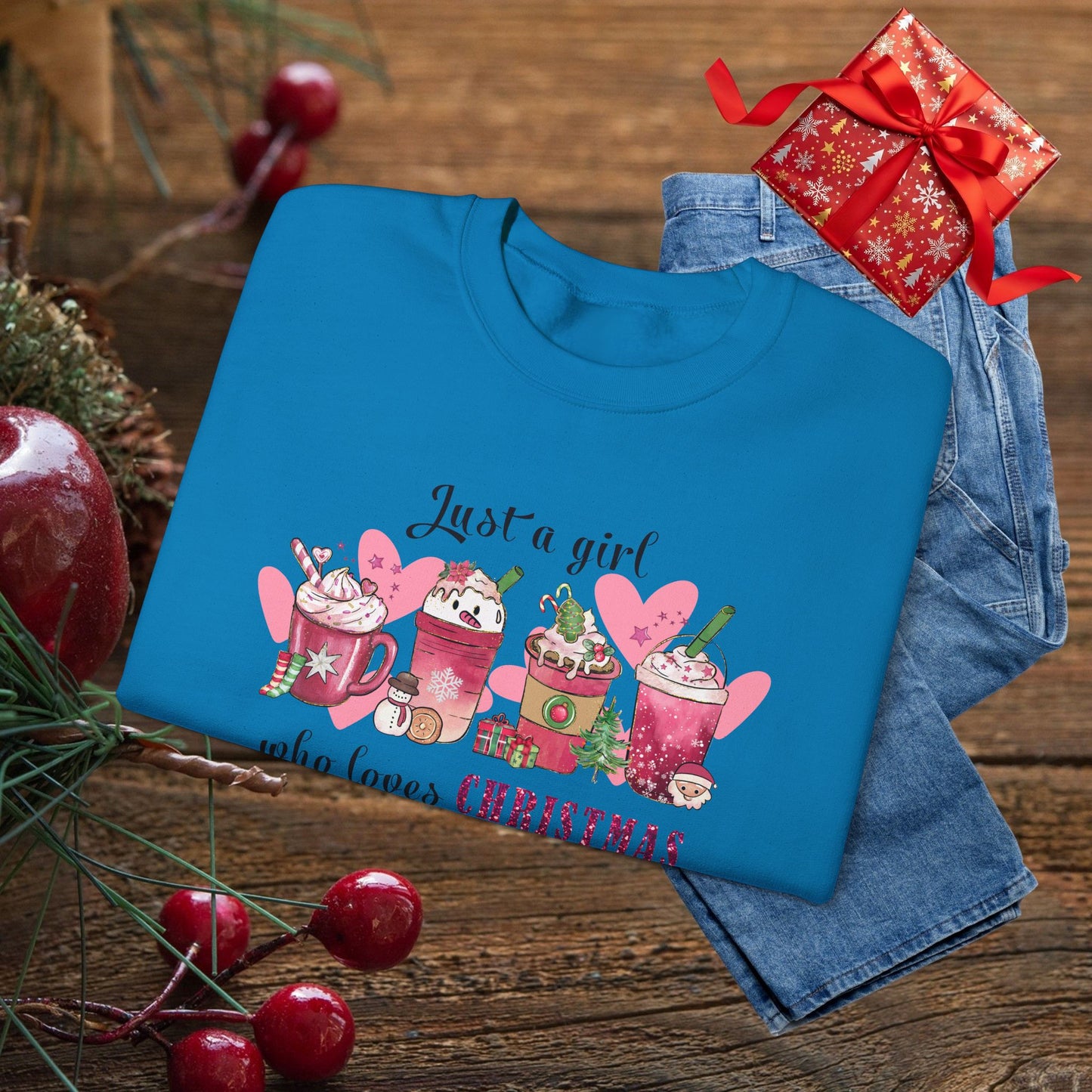 Christmas Gnome Crewneck Sweatshirt - "Just a girl who loves Christmas