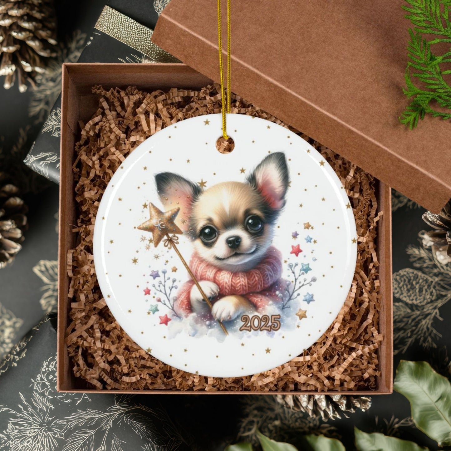 Charming Chihuahua Ceramic Ornament — Dog Holiday Decoration