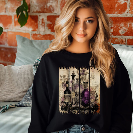 Witchy Potion Bottles Sweatshirt | Gothic Halloween Crewneck